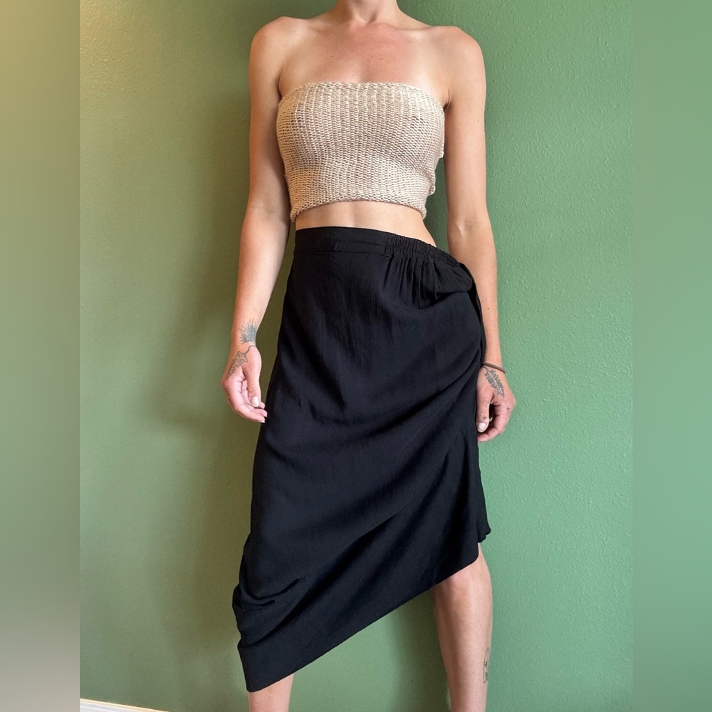 Like New KALiYANA Artwear Black Diagonal Skirt